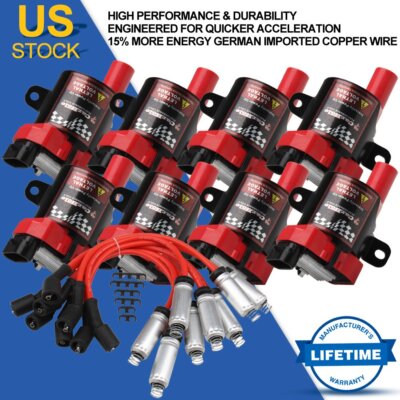 8 Ignition Coil & 8 Spark Plug Wire for Chevy Silverado GMC Sierra 6.0/5.3L D585