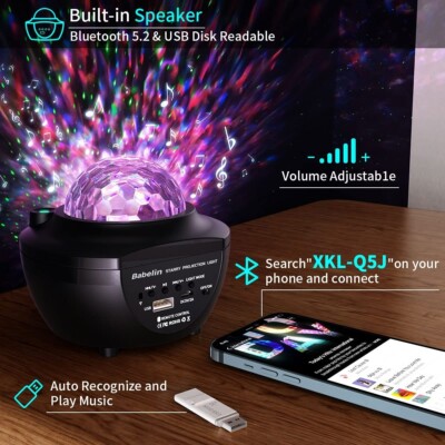  Galaxy Projektor, 2200mAh Akku, Sternprojektor Nachtlicht, LED Licht mit R