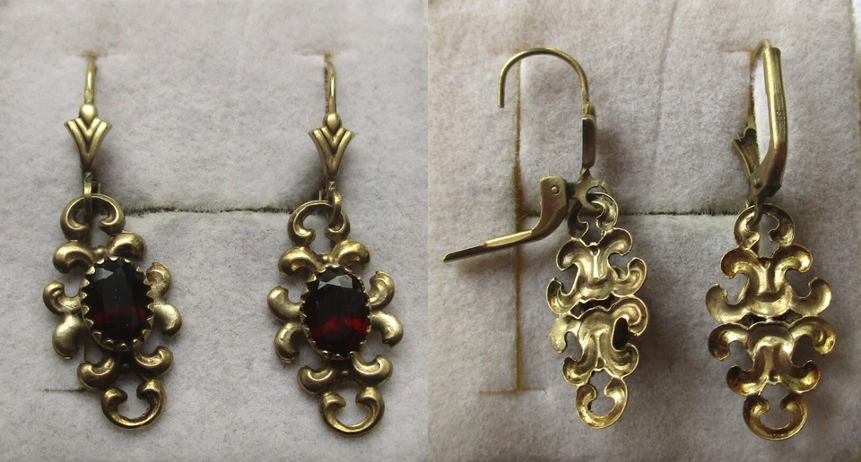 charmante zierliche 333er Gold Ohrringe mit Granat (168045) - Bild 1 von 1