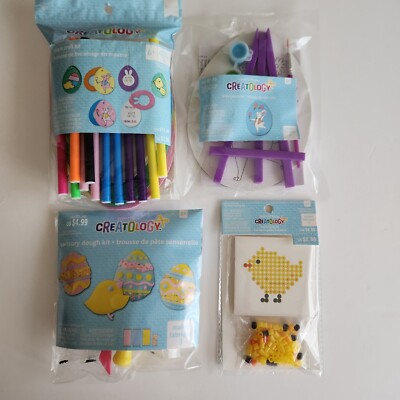 Creatology Easter Craft Kits Lot of 4 Kits, Paint, Dough, Markers, Iron Beads