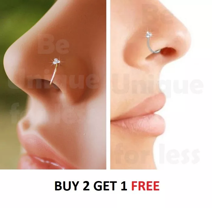 Buy Thin Nose Ring with Hook 24g - Choose Your Metal, Choose Your Size  Online | Mystic Moon Shop