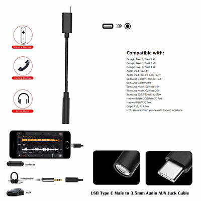 USB-C / Type C to 3.5 mm Headphone Audio Female Jack Aux Cable Adapter for S20  