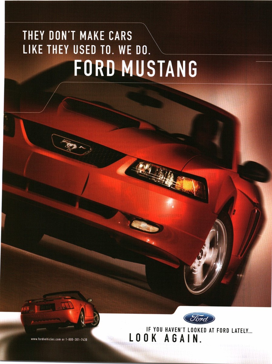 Vintage 2003 Ford Mustang SVT Cobra Red Convertible Original Print