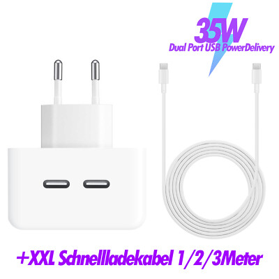 für iPhone 16 16 Pro 15 15 Pro  Dual USB C Power Adapter Ladegerät Ladekabel 