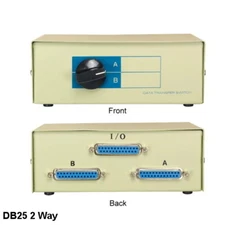 Kentek DB25 2 Way Manual Data Transfer Switch Box RS232 Rotary Dail PC Printer