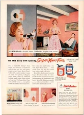 1956 Super Kem-Tone Paint Vintage Print Ad MCM Pink Living Room Lowe Brothers