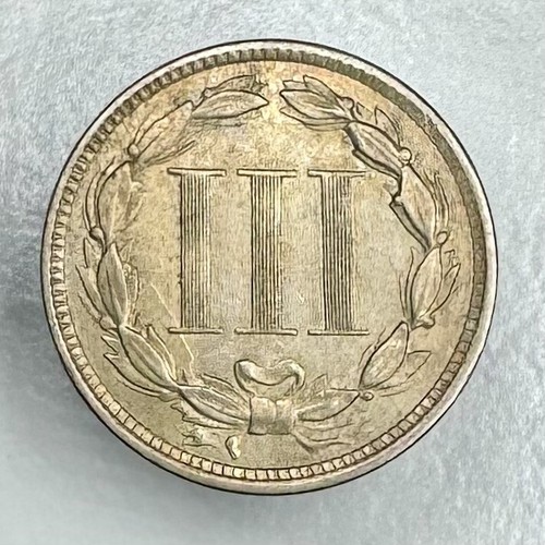 1867 3 Cent Nickel 3c AU++ Condition Coin Better Date PHENOMENAL COIN!!! - Picture 2 of 2