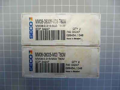 4 x SECO Fräskopf; MM08-08005-M03 T60M; MM08-0.315-M03 T60M; EDP 34247