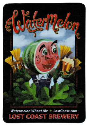 Lost Coast Brewery Tangerine Wheat Watermelon Wheat Ale  Beer Coaster  Eureka CA