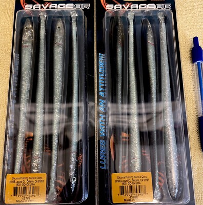 Lot Of 2 Packs Savage Gear Sandeel Slugs, 7 7/8  Long, 5/8oz Each, Sandeel