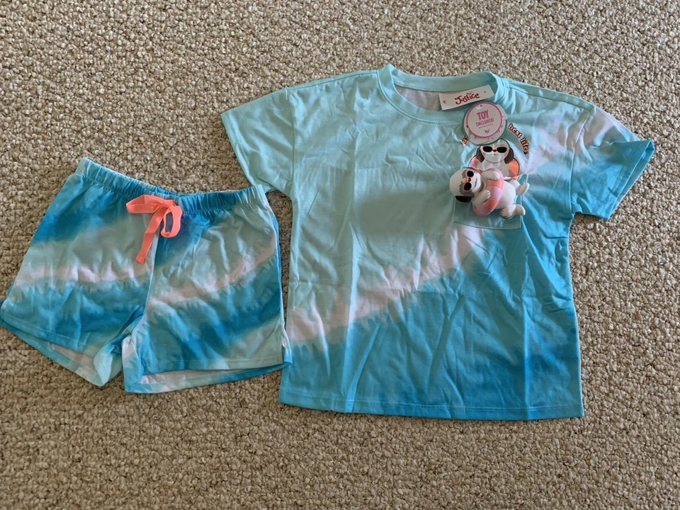 JUEGO DE PIJAMA TIE DYE LIVING MY BEST LIFE NIÑA DE LA JUSTICIA Y PERRO BLANDO Foto 2 de 4
