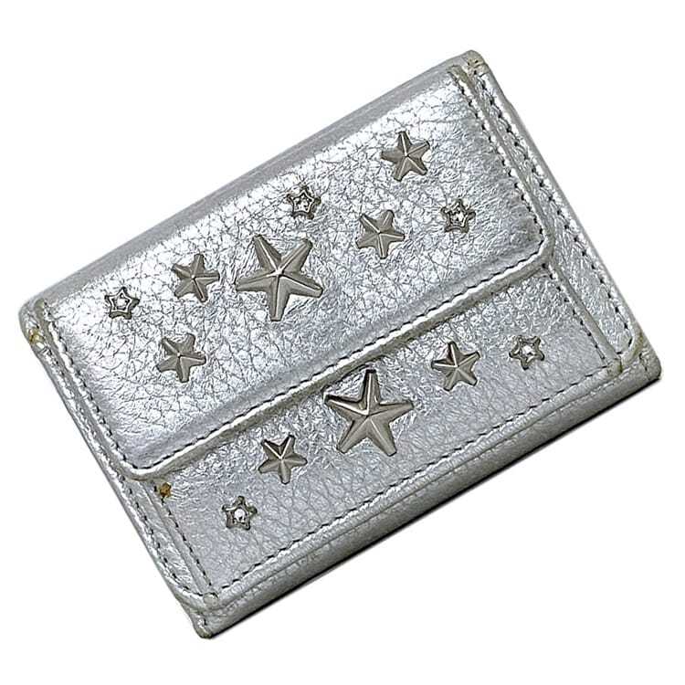 Jimmy Choo Trifold Wallet ec-23017 Silver WDS NEMO AA0009 Star