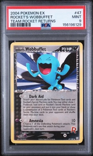 2004 POKEMON EX TEAM ROCKET RETURNS #47 ROCKET'S WOBBUFFET PSA 9