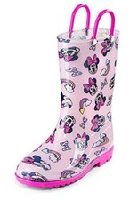 Minnie Mouse Girls' Waterproof PVC Rain Boots with Easy-On 10 Toddler Pink