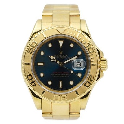 Rolex Yachtmaster 16628 Blue Dial 18K Yellow Gold 40mm Box & Certificate 1997