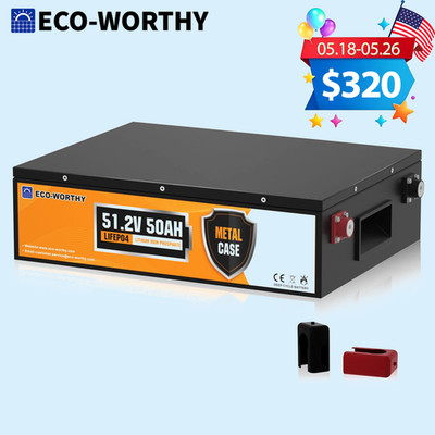 ECO-WORTHY 2560Wh 48V 50Ah Metal Case Lithium Battery 4000+ Cycles Golf Cart