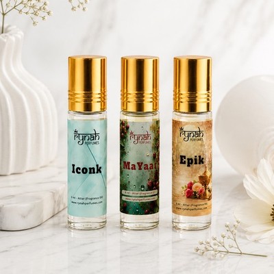 Rynah Attar for Men 3 x 6 ml pack | Itra Ittar Fragrance oil