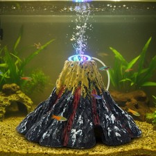 Aquarium Volcano Ornament Kit Realistic Resin Volcanic Decoration with Air St...