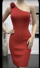 Red One Shoulder Bodycon Dress (Guess) - Size L