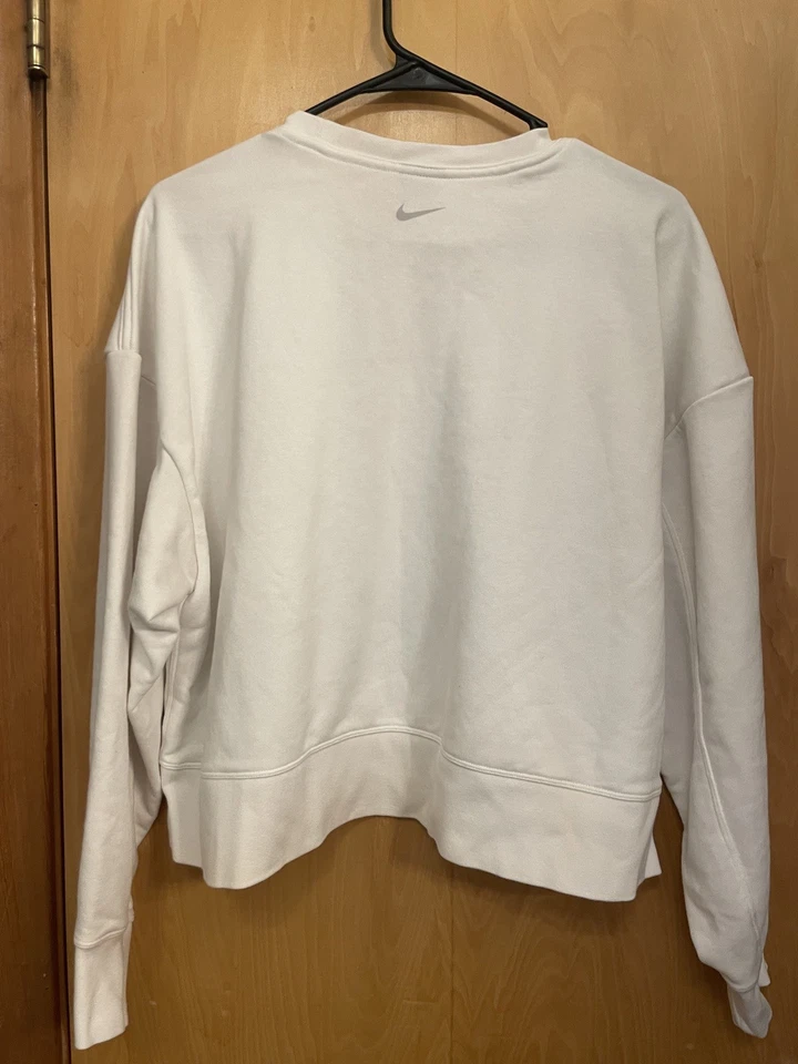 Sudadera para mujer Nike blanca recortada Dri Fit talla grande logotipo brillante talla L Foto 2 de 4