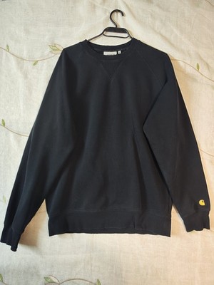Carhartt WIP Chase Sweatshirt Black Gold Logo Gr.L Raglan 58/42% Baumwolle