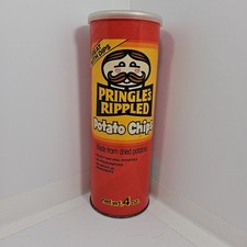 Vtg Pringles Can Rippled Potato Chips 4 Oz Advertising Tin Pop Art 1970s 1980s