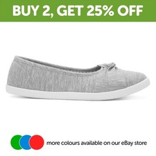Lilley Womens Canvas Grey Adults Ladies Slip On Shoes Lightweight Flat SIZE