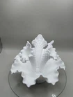 Fenton Hobnail Milk Glass Ruffled Epergre Three Horn Trumpet Vase