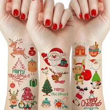 45 Pieces Christmas Temporary Tattoos for Kids, 10 Sheets Stocking Stuffers Sant