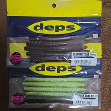 deps set of 2 Slender Scat 5" JDM #28 Scuppernong #52 Green Pumpkin Chartreuse
