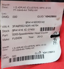 2013 FORD FUSION USED INSTRUMENT CLUSTER P#A2C84863100