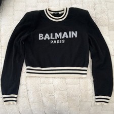Balmain Paris Black White Knit Pullover Sweat...