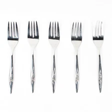 Lot Of 5 Oneida Silver Lasting Rose (Stainless) Flatware Individual Salad Forks