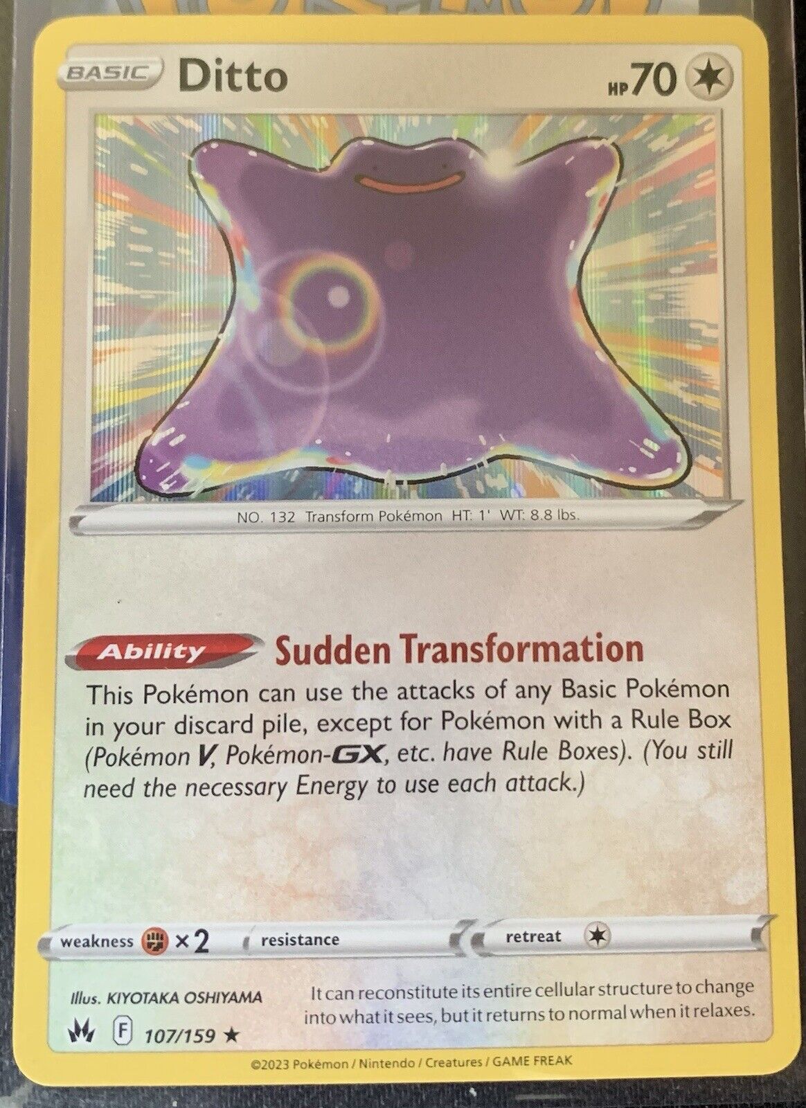 Pokemon DITTO 107/159 - Crown Zenith - RARE HOLO - - MINT