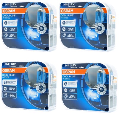 4x OSRAM H4 Blue Intense Halogen 12V 60/55W P43t Xenon Look Effekt (8 Stück)
