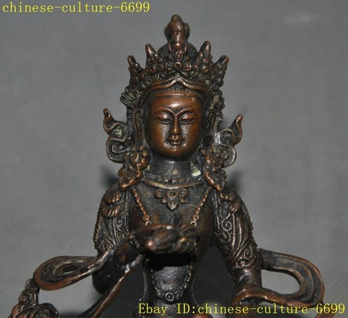 Old Tibetan buddhism bronze Vajrasattva Guan yin Kwan-yin Guan Yin buddha statue - 第 2/10 張圖片