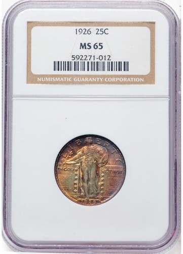 1926 25C NGC MS65 Standing Liberty Silver Quarter Rainbow Toned Gem 592271-012 - Picture 3 of 3