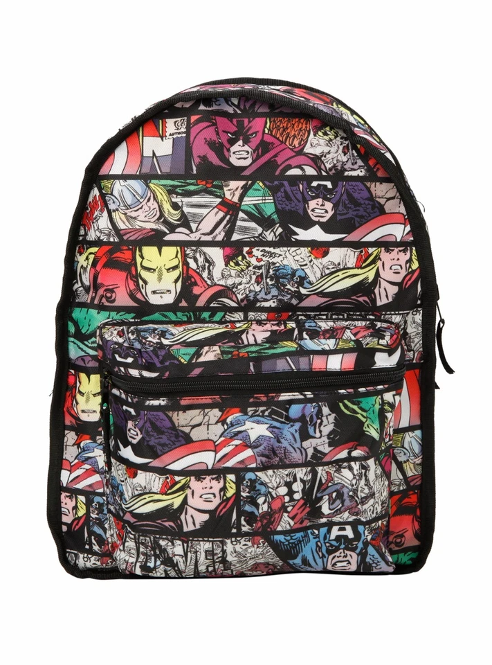 Mochila escolar reversible con panel de cómics de Marvel Heroes 16" ¡NUEVA CON ETIQUETAS! Foto 3 de 4