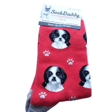 Sock Daddy Novelty Print Crew Socks Shih Tzu Dogs Unisex One Size Fits Most New