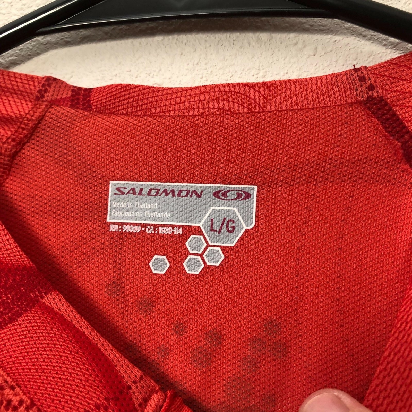 Salomon maglia corsa ciclismo rossa bianca piccola tasca traspirante taglia grande 1 4