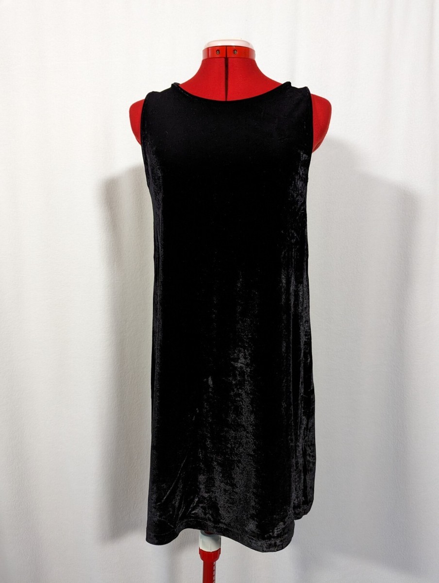 Kenzo Jeans Vtg Y2K 90s Black Velour Velvet Stretchy Bodycon Dress France  Large