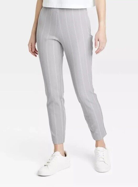A New Day Side-Zip Skinny Ankle Pants Size 17/R Gray Stripe A New Day Side-Zip Skinny Ankle Pants Size 17/R Gray Stripe