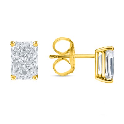 IGI F/VS 4 Kt Radiant Lab Created Grown Diamond Ohrringe 14K Gelbgold Push