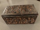 Vintage Embossed Leather Jewelry Trinket Box With Raised Relief Cherubs — photo 5