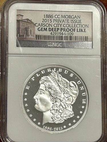 1886 CC 1 Oz MORGAN SILVER $1 2015 PRIVATE ISSUE COLLECTION GEM DEEP PROOF COIN