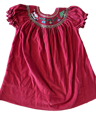 Rosalina Collections Red Smocked Santa Christmas Presents Dress Size 3T
