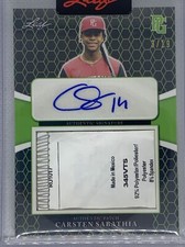 2021 LEAF PERFECT GAME GREEN CARSTEN SABATHIA TAG PATCH AUTO # 3/19