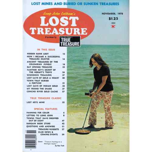 Long John Lathams Lost Treasure Magazine verlorene Minen, begraben, versunken Nov 1978 M1 - Bild 1 von 2
