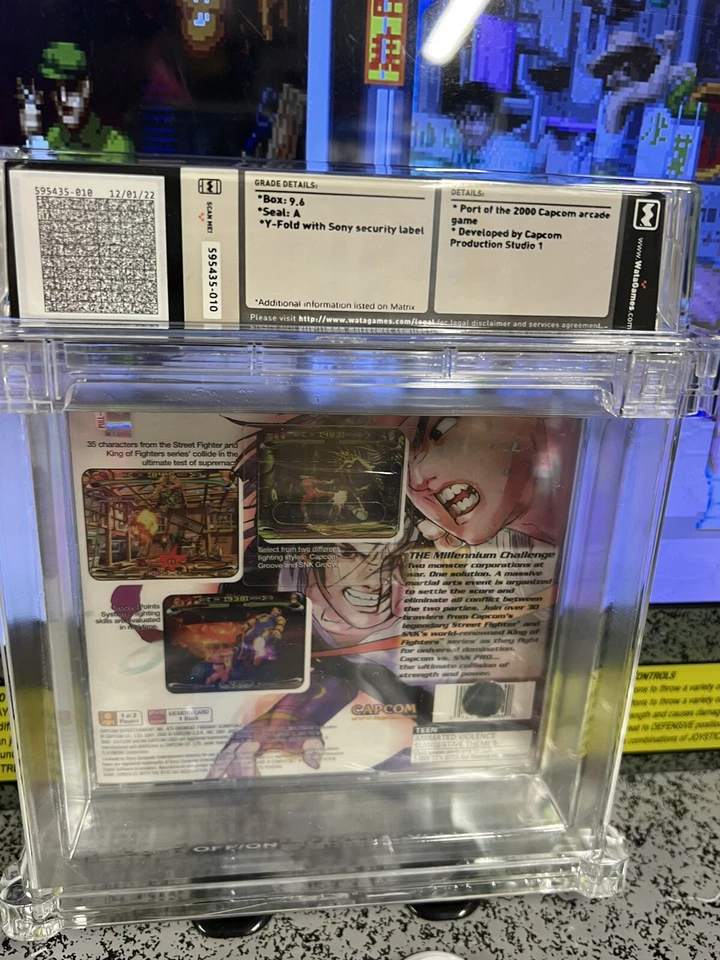 2002 PS1 Capcom vs SNK Pro Graded WATA 9.6 A Factory Sealed w/ UPC Punched Promo - Image 4 of 4