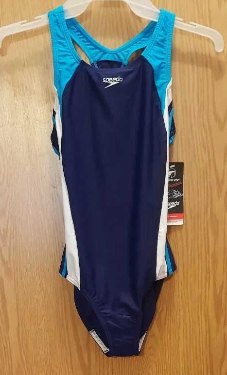 Speedo Girls Swimwear Blue Size 14 Colorblock Infinity Splice Swimsuit 390 For Sale Online Ebay